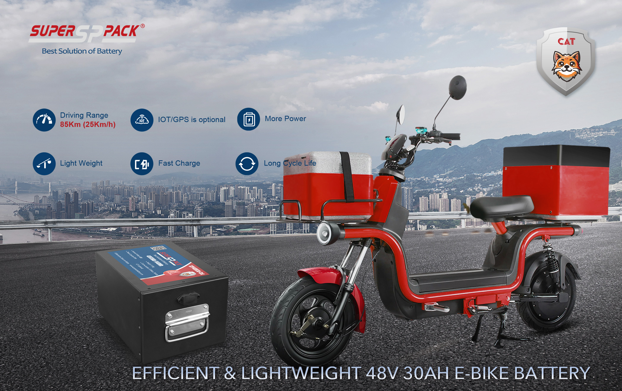 Efficient & Lightweight 48V 30Ah E-Bike Battery
